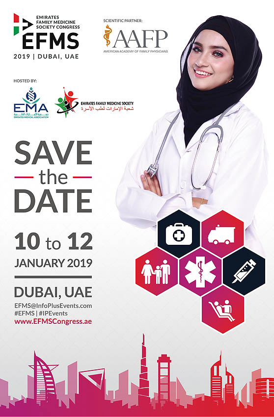 EFMS 2019 - 2nd Emirates Family Medicine Society Congress will be held at Inter Continental Dubai Festival City, Dubai, UAE from January 10-12, 2019.