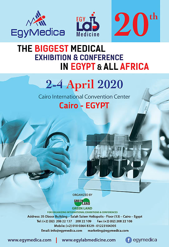 EgyMedica 2020 on 02-04 April, 2020 at Cairo International Convention Center, Cairo, Egypt.
