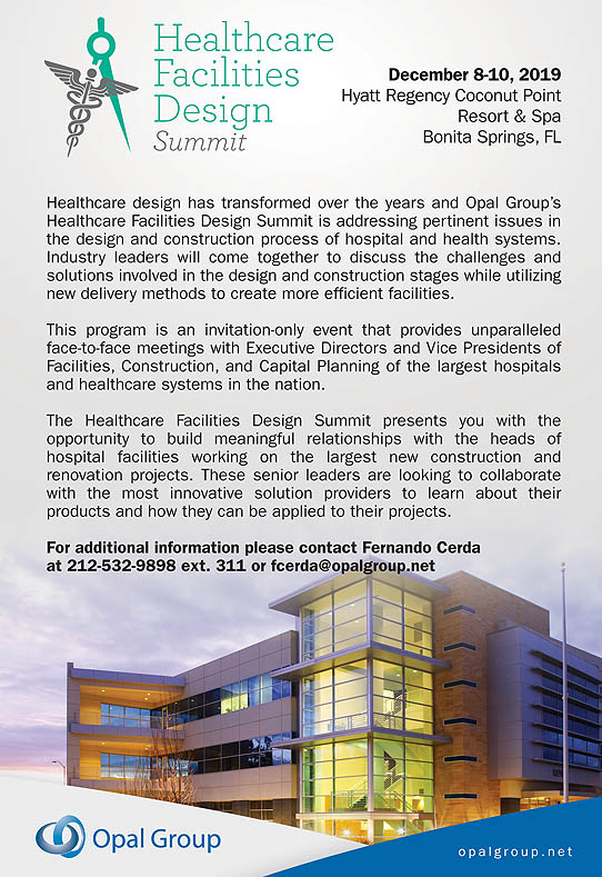 Healthcare Facilities Design Summit 2019 on December 8-10, 2019 at Hyatt Regency Coconut Point Resort and Spa, Bonita Springs, FL, USA.