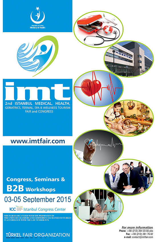 IMT 2015 - Istanbul Medical Tourism Fair will be held on September 03-05, 2015 at Istanbul Congress Center, Istanbul, Turkey.