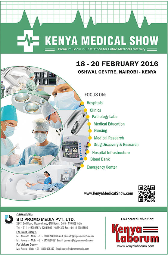 The premium show in East Africa for entire medical fraternity will be held on 18-20 February, 2015 at Oshwal Centre in Nairobi, Kenya.