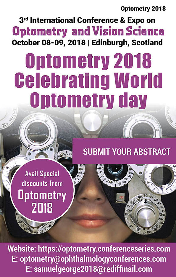 OPTOMETRY 2018 - 3rd Internationlal Conference & Expo on Optometry & Vision Science on October 08-09, 2018 at Edlnburgh, Scotland, U.K.