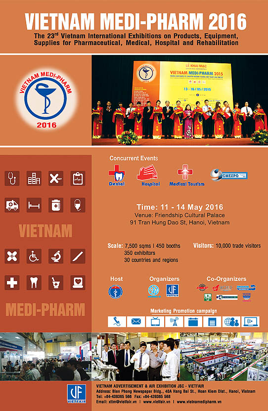 VIETNAM MEDI-PHARM 2016 on 11-14 May 2016 in Hanoi, Vietnam.