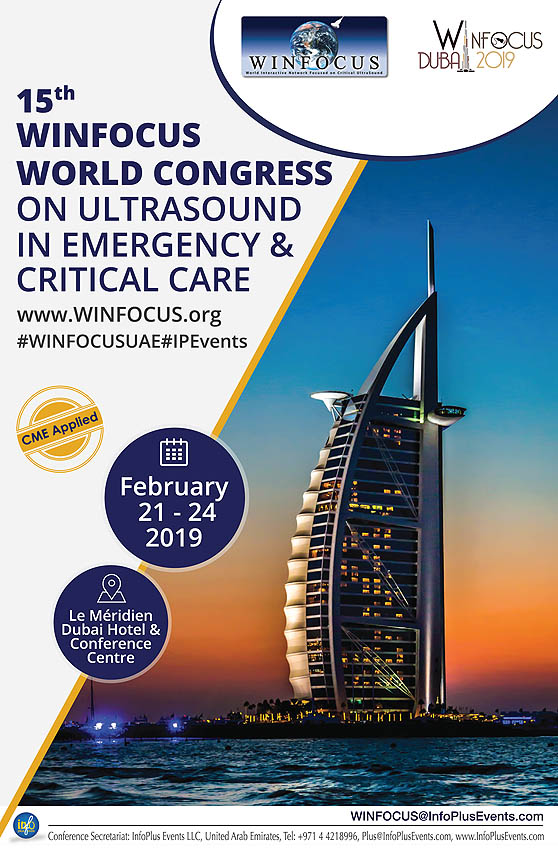 15th WINFOCUS world congress on ultrasound in emergency and critical care will be held from February 21-24, 2019 at Le Meridien Dubai Hotel & Conference Centre, Dubai, U.A.E.