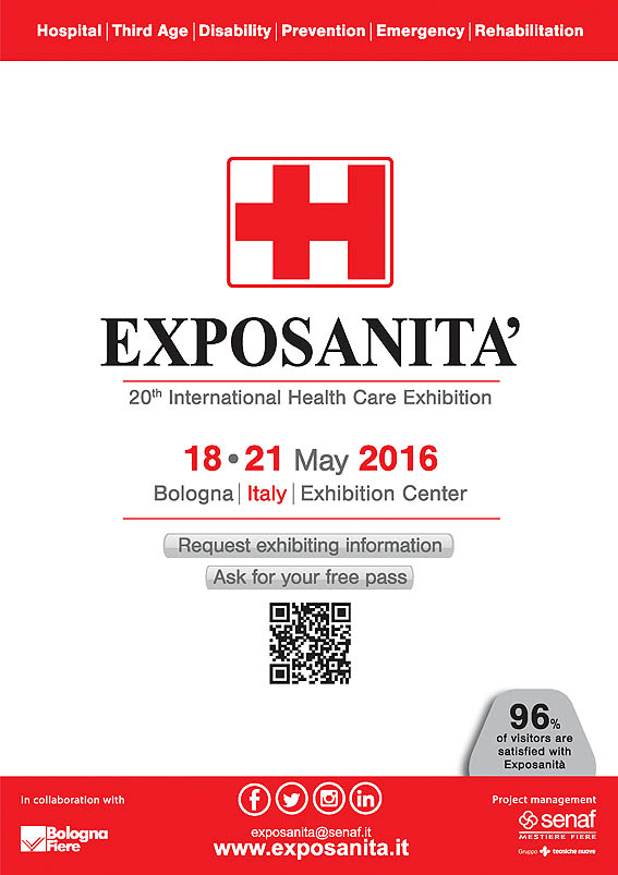 EXPOSANITA 2016 - 20th International Health Care Exhibition will be held at Bologna Fair District, Balogna, Italy.