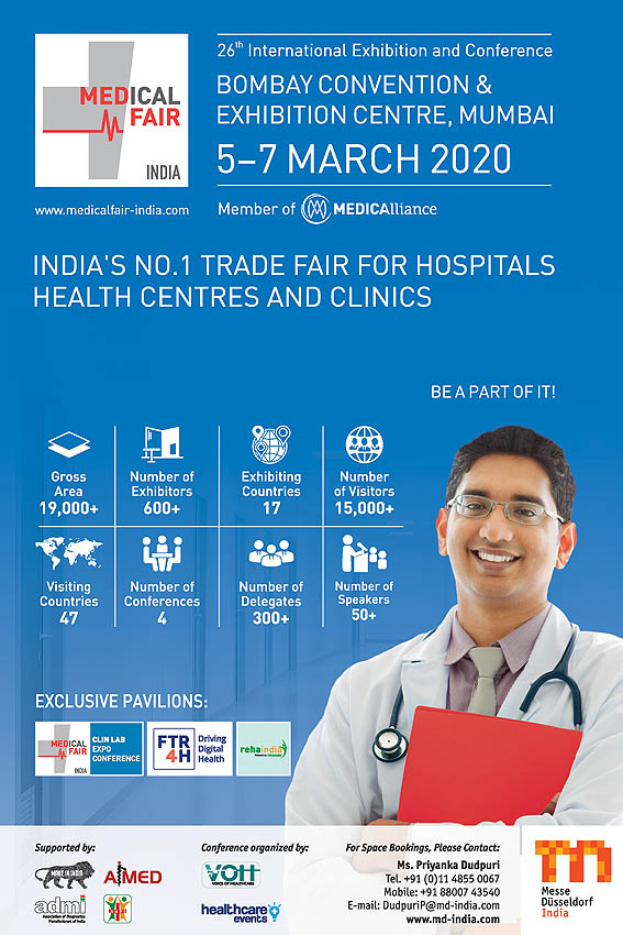 MEDICAL FAIR INDIA 2020 on March 5-7, 2020 at Bombay Convention & Exhibition Centre, Mumbai, India.