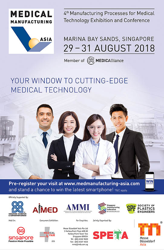 MEDICAL MANUFACTURING ASIA 2018 on August 29-31, 2018 at Marina Bay Sands, Singapore.
