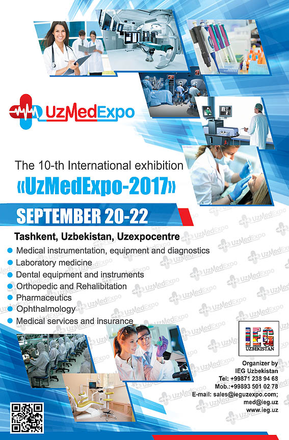 UzMed Expo 2017 on September 20-22, 2017 at Uzexpocentre, Tashkent, Uzbekistan.