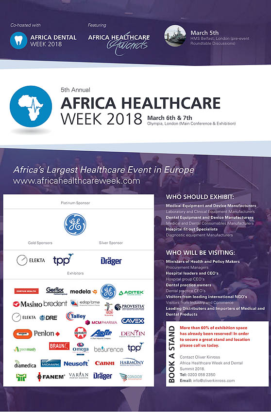 AFRICA HEALTHCARE WEEK 2018 on March 6-8, 2018 at Olympia, London (Main Conference & Exhibition), UK.