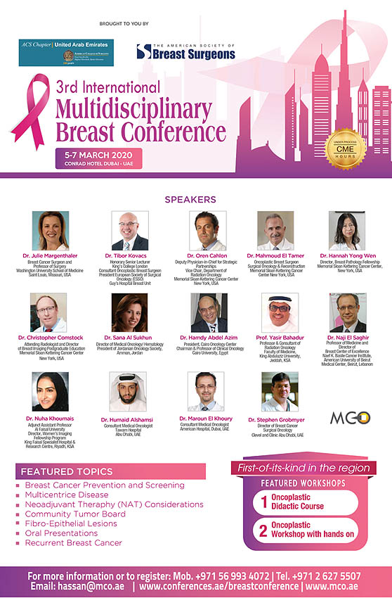 3rd International Multidisciplinary Breast Conference on 5-7 March, 2020 at Conrad Hotel, Dubai, U.A.E.
