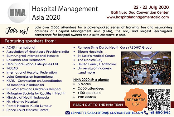 HMA2020 - Hospital Management Asia on 22-23 July, 2020 at Bali Nusa Dua Convention Center, Indonesia.